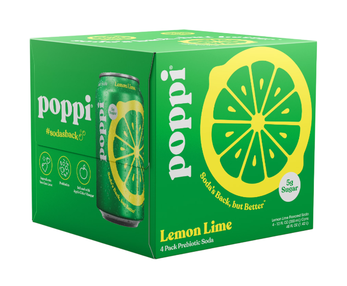 Poppi Lemon Lime Prebiotic 12oz 4-Pack