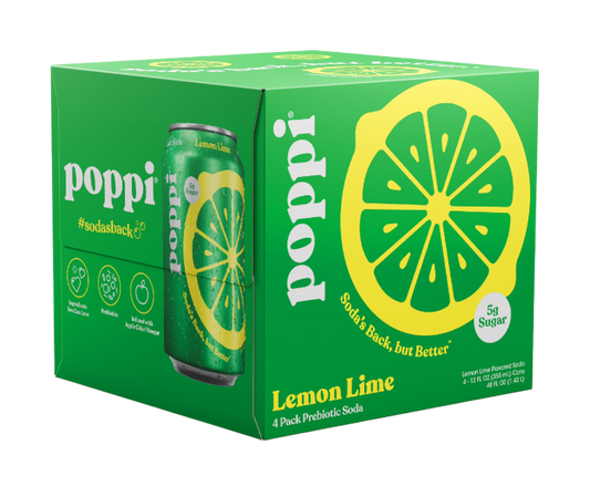 Poppi Lemon Lime Prebiotic 12oz 4-Pack